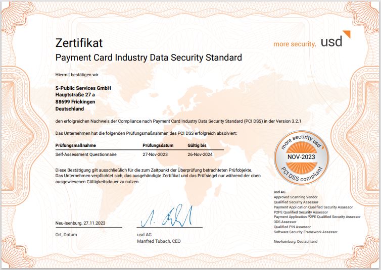 PCI-DSS-Zertifikat